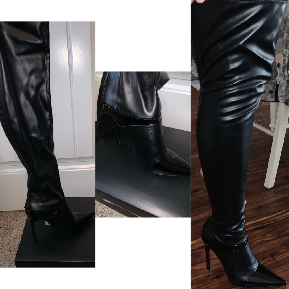 Black leather boots